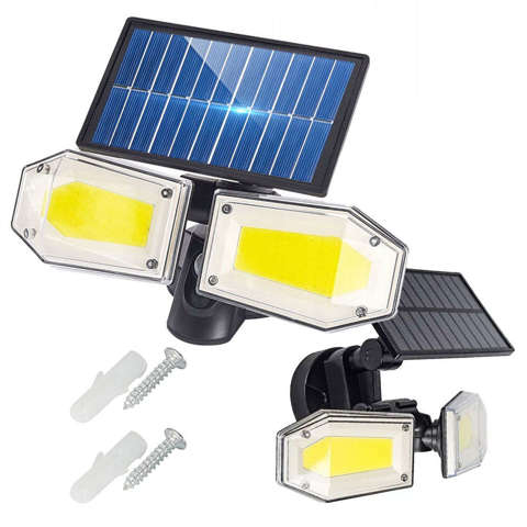 Lampa solarna zewnętrzna halogen ścienny 78 LED SMD czujnik ruchu i zmierzchu panel wodoodporna