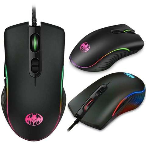 Myszka mysz gamingowa dla graczy przewodowa GM06 Plug&Play z podświetleniem RGB czarna