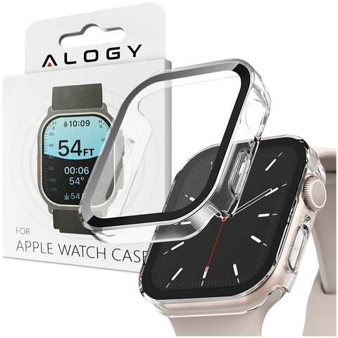 Obudowa ochronna z szkłem Alogy Protector Case 2w1 nakładka etui do Apple Watch 7/8 41mm Przezroczysta
