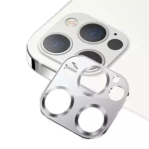 Osłona obiektywu USAMS Camera Lens Glass iPhone do 12 Pro Max metal BH707JTT01 (US-BH707) srebrny/silver