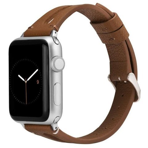 Pasek Leather Strap Alogy skóra do Apple Watch 42/44/45/46/49mm Brązowy