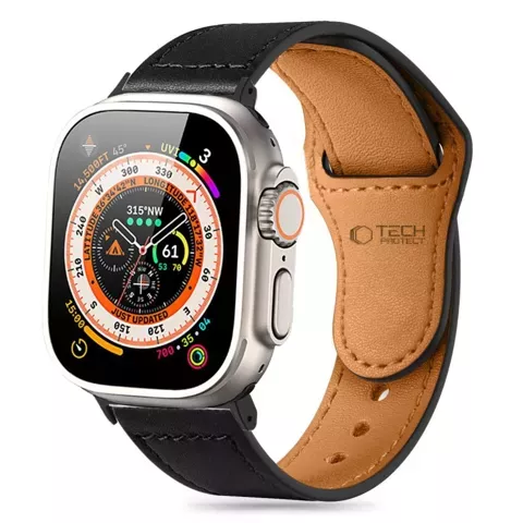 Pasek Naturalfit skóra do Apple Watch 4 / 5 / 6 / 7 / 8 / 9 / SE (38 / 40 / 41 mm) Czarny