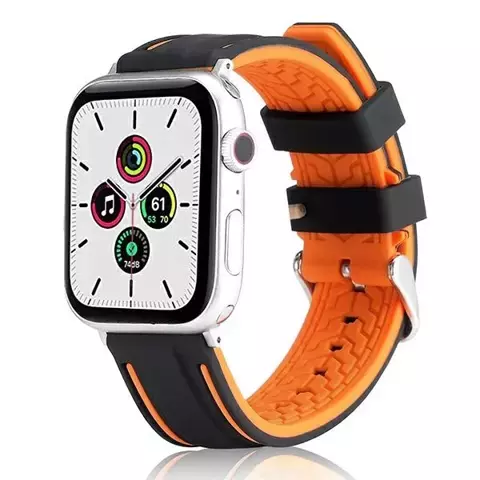 Pasek do smartwatcha Beline Solid Silicone do Apple Watch 42/44/45/49mm pomarańczowo-czarny orange/black