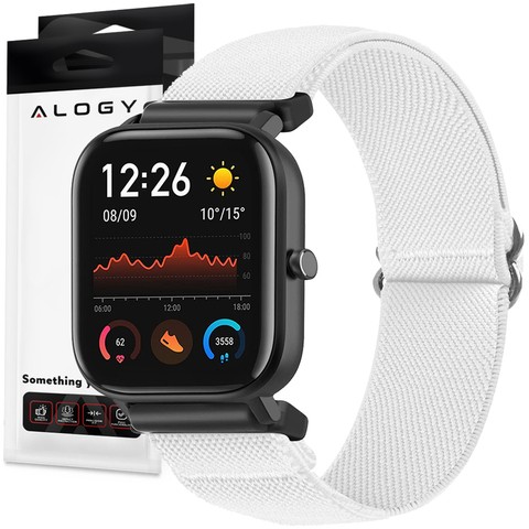 Pasek elastyczny Uniwersalny nylonowy Alogy Nylon opaska do zegarka Smartwatcha 20mm biały