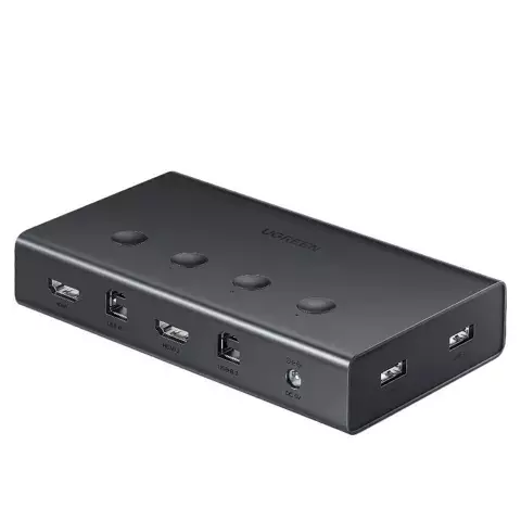 Przełącznik UGREEN KVM (Keyboard Video Mouse) 4 x 1 HDMI (żeński) 4 x USB (żeński) 4 x USB Typ B (żeński) czarny (CM293)