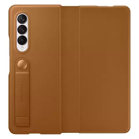 Samsung Leather Flip Cover etui pokrowiec do Samsung Galaxy Z Fold 3 obudowa z klapką podstawka brązowy (EF-FF926LAEGWW)