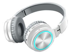 Słuchawki bezprzewodowe nauszne Picun B12 LED SD Bluetooth 5.0 biało-szare