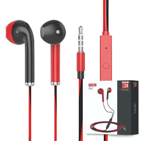 Słuchawki przewodowe Alogy douszne z mikrofonem ze złączem mini Jack 3.5 mm Czerwono-Czarne
