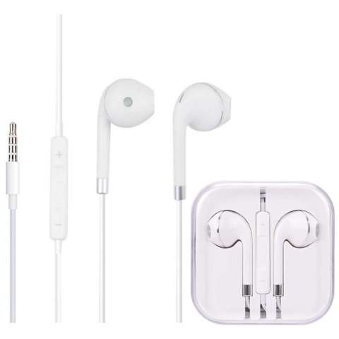 Słuchawki przewodowe Mini Jack 3.5 mm Pilot na kablu dla iPhone iPad iPod uniwersalne douszne Biały