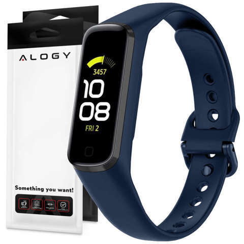 Sportowy pasek gumowy soft Alogy strap do Samsung Galaxy Fit 2 SM-R220 granatowy