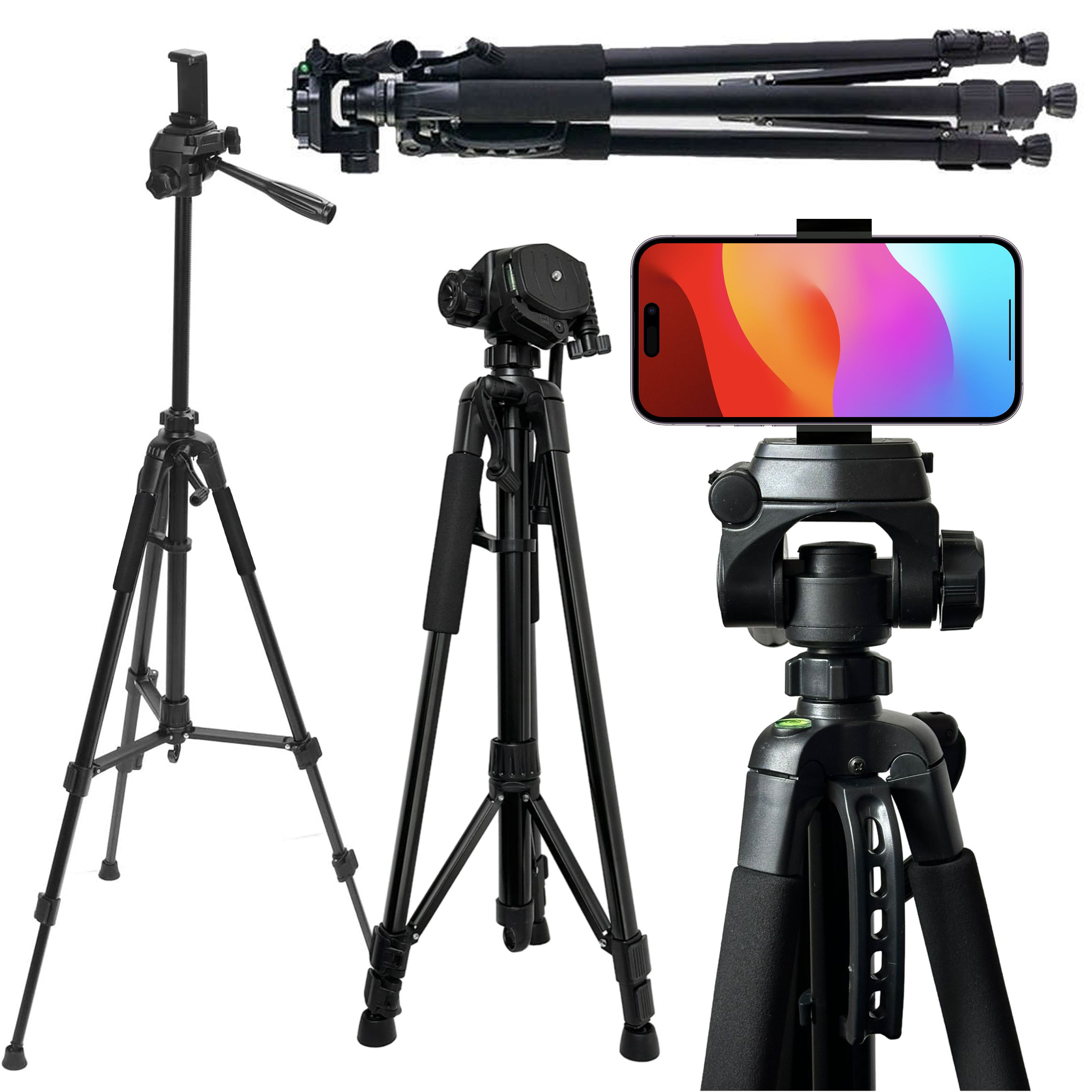 Statyw Fotograficzny Tripod Uniwersalny stojak do Kamer 1/4 uchwyt na telefon aparat 170cm Alogy Czarny