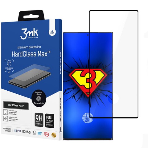 Szkło 3mk HardGlass Max Finger Print do Samsung Galaxy S22 Ultra Black