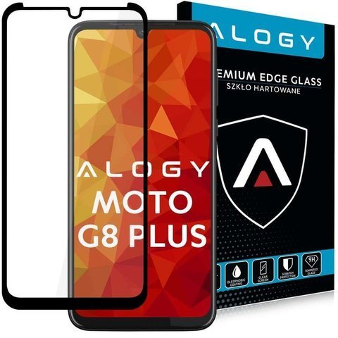 Szkło Alogy Full Glue case friendly do Motorola Moto G8 Plus czarne