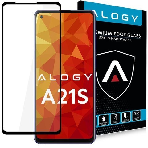 Szkło Alogy Full Glue case friendly do Samsung Galaxy A21S czarne