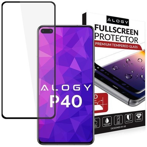 Szkło Alogy Full Glue do Huawei P40 Czarne