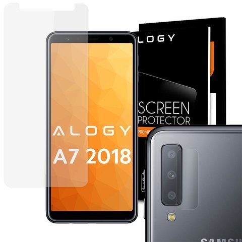 Szkło hartowane Alogy na ekran do Samsung Galaxy A7 2018 A750 + Szkło na obiektyw przezroczyste