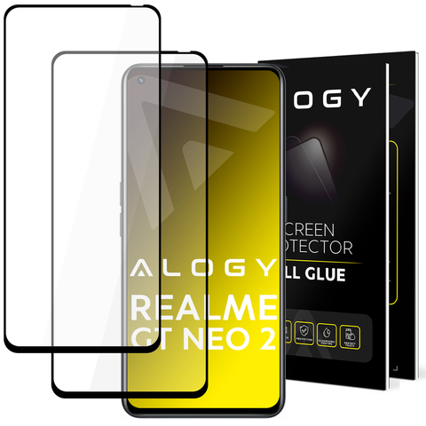 Szkło hartowane x2 9H Alogy Full Glue do etui case friendly do Realme GT NEO 2 Czarne