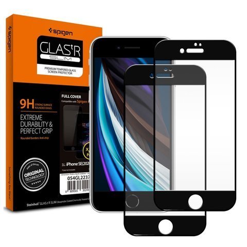 Szkło x2 Spigen Glass FC do etui do Apple iPhone 6/6S/7/8/SE 2020 Black