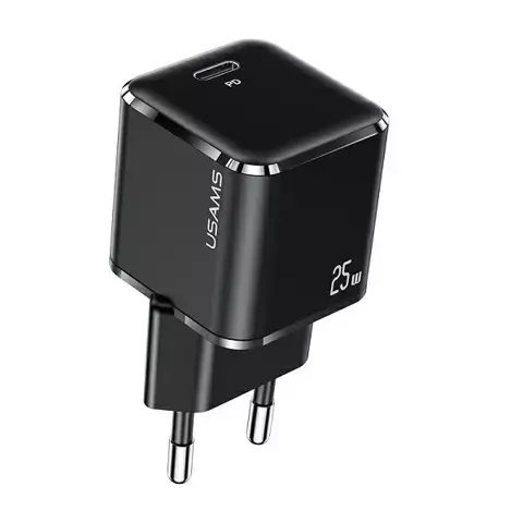 USAMS Ładowarka sieciowa 1x USB-C T42 mini 25W (only head) Super SI 5V-3A PD3.0 Fast Charging czarny/black CC140TC01 (US-CC140)