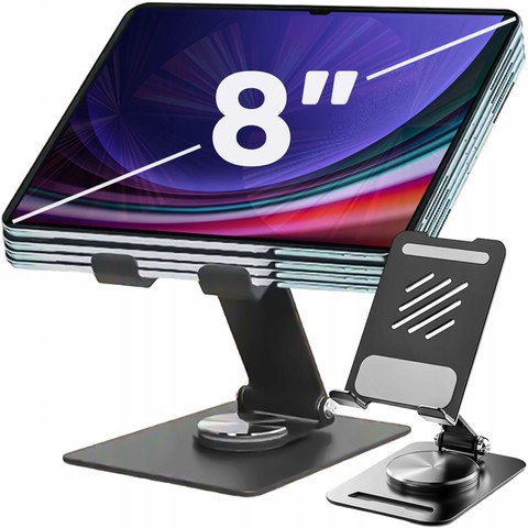 Uchwyt Stojak podstawka pod tablet telefon do 8 cali na biurko obrotowy regulowany 360 biurkowy aluminiowy Alogy Czarny