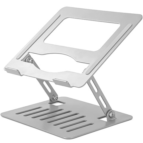 Uchwyt na laptop tablet 17" stojak podstawka składany regulowany aluminiowy na biurko 25 x 21.5cm Alogy Srebrny