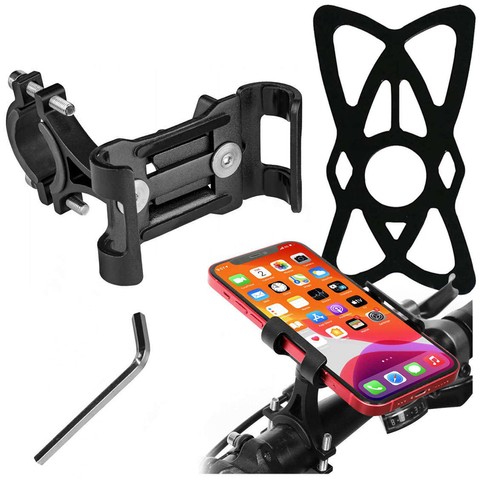 Uchwyt rowerowy Alogy Metal Bike Holder do telefonu na kierownicę na rower motor hulajnoga Czarny + Pasek bezpieczeństwa
