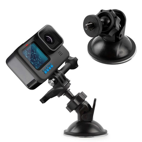 Uchwyt samochodowy Alogy Car uniwersalny z montażem 1/4 dla kamer sportowych GoPro na szybę, kokpit Czarny
