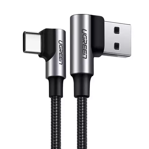 Ugreen kątowy kabel przewód USB - USB Typ C Quick Charge 3.0 QC3.0 3 A 0,5 m szary (US176 20855)