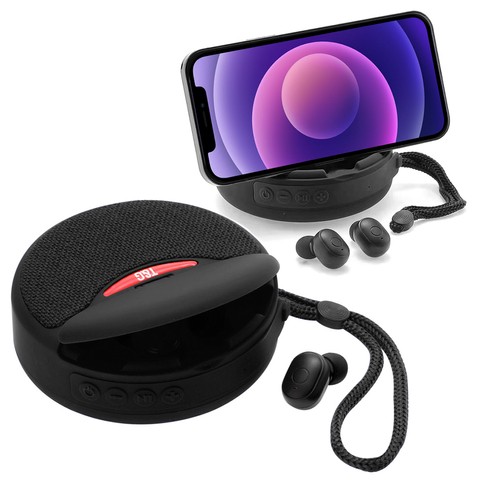 Zestaw grający Alogy 2w1 TWS przenośny Głośnik bezprzewodowy słuchawki Bluetooth BT Wodoodporny Czarny
