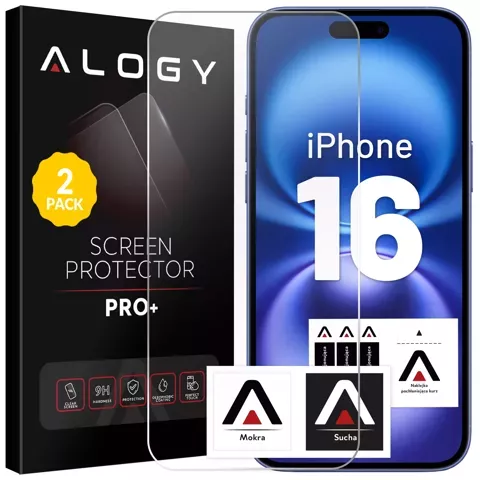 2x Szkło hartowane do Apple iPhone 16 ochronne szkiełko na ekran 9H Alogy Heavy Pro+™️ [2szt]