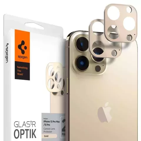 2x Szkło na aparat obiektyw osłona Spigen Optik.TR Camera Protector do iPhone 13 Pro/ 13 Pro Max Gold