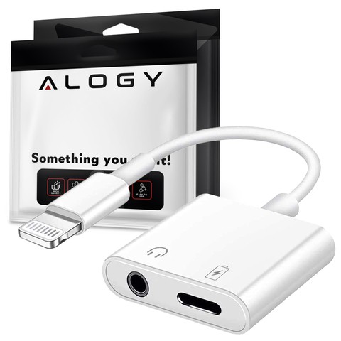 Adapter 2w1 Przejściówka Alogy Lightning Mini Jack 3.5mm Audio Biały