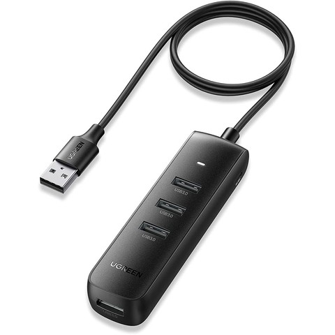 Adapter przejściówka 4w1 HUB UGREEN USB do 4x USB 3.0 Czarny