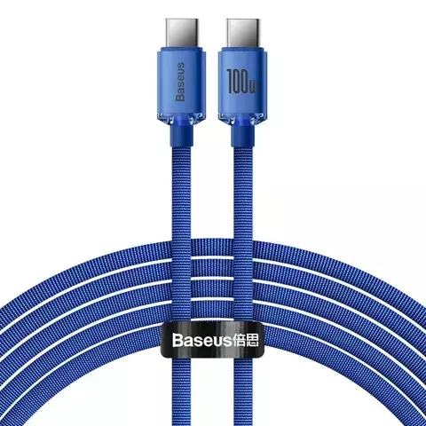 Baseus Crystal Shine Series kabel przewód USB do szybkiego ładowania i transferu danych USB Typ C - USB Typ C 100W 2m niebieski (CAJY000703)