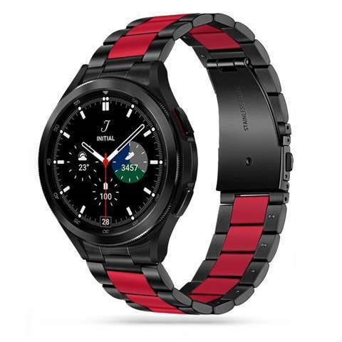 Bransoleta Stainless do Samsung Galaxy Watch 4 / 5 / 5 PRO (40 / 42 / 44 / 45 / 46 mm) Black / Red