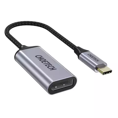 Choetech jednokierunkowy kabel przejściówka z USB Typ C (męski) do Display Port (żeński) 4K 0,2m szary (HUB-H11)