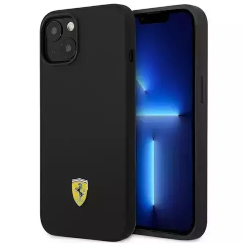 Eti na telefon Ferrari FEHCP14SSIBBK do Apple iPhone 14 6,1" czarny/black hardcase Silicone Metal Logo