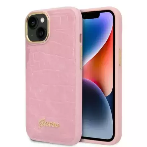 Eti na telefon Guess GUHCP14MHGCRHP do Apple iPhone 14 Plus 6,7" różowy/pink hardcase Croco Collection