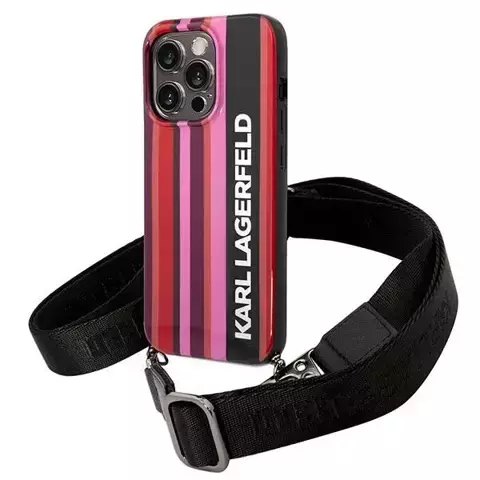 Eti na telefon Karl Lagerfeld KLHCP14XSTSTP do Apple iPhone 14 Pro Max 6,7" hardcase różowy/pink Color Stripes Strap