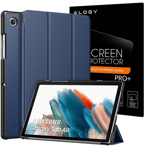 Etui Alogy Book Cover do Samsung Galaxy Tab A8 2021 SM-X200/SM-X205 Granatowy + Szkło