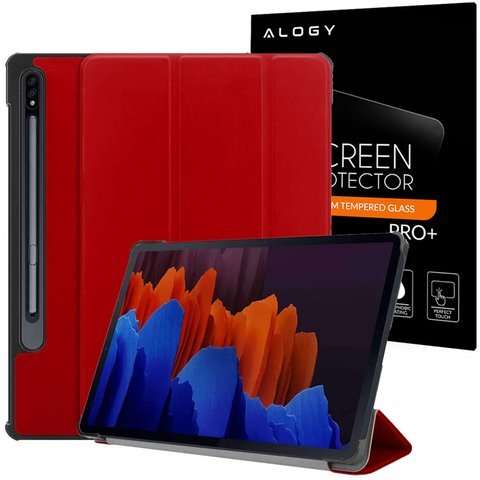 Etui Alogy Book Cover do Samsung Galaxy Tab S7 Plus 12.4 T970/T976 Czerwone + Szkło