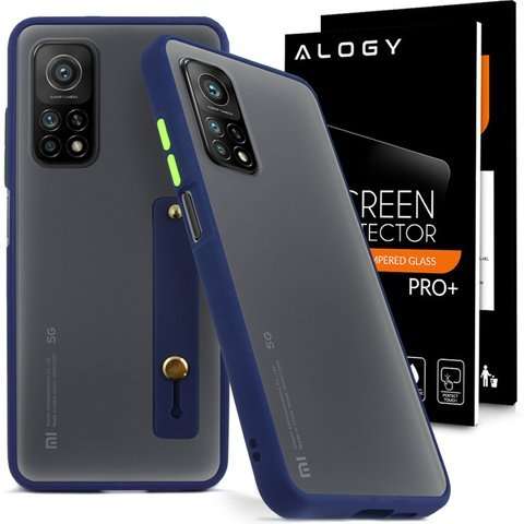 Etui Alogy Bumper case z paskiem do Xiaomi Mi 10T/ 10T Pro Granatowe + Szkło