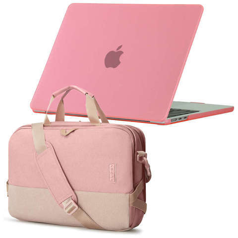 Etui Alogy Hard Case do Apple Macbook Air 13 2022 M2 Matowy Różowy + Torba do 15.6"