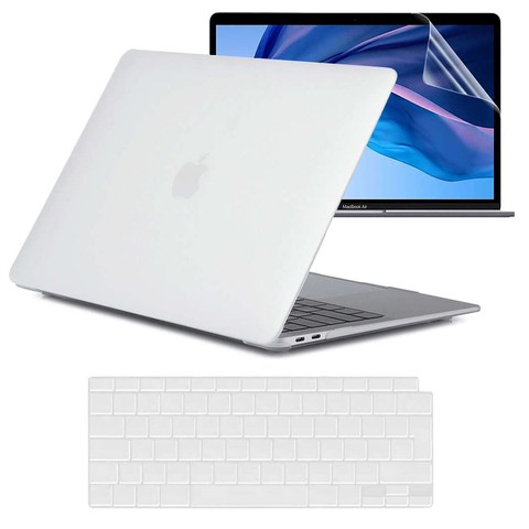 Etui Alogy Hard Case mat do Apple MacBook Air 13 M1 2021 Biały + Folia na ekran + Nakładka na klawiaturę