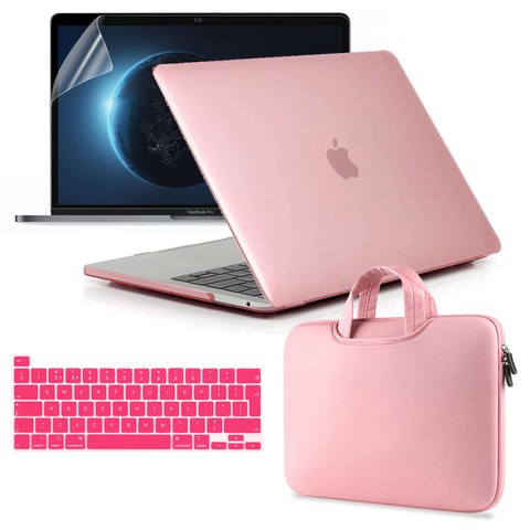 Etui Alogy Hard Case mat do Apple MacBook Pro 13 M1 2021 Różowy + Folia + Nakładka na klawiaturę + Torba neopren