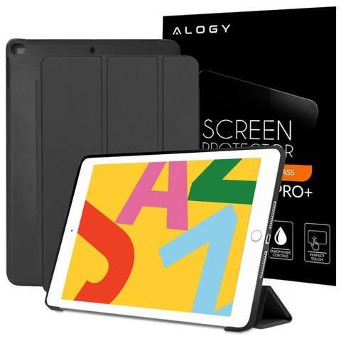 Etui Alogy Smart Case Apple iPad Air 2 silikon Czarne + Szkło