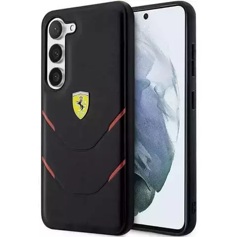 Etui Ferrari do Samsung Galaxy S23 HardCase Hot Stamp Lines czarny