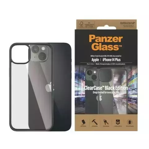 Etui PanzerGlass ClearCase do iPhone 14 Plus 6,7" Antibacterial czarny/black 0407