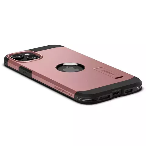 Etui Spigen Tough Armor MagSafe z podstawką na iPhone 15 - różowe