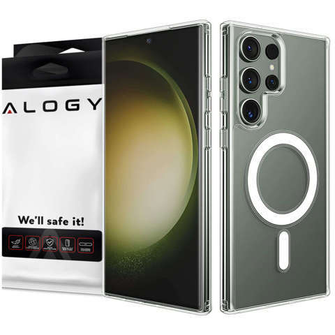 Etui do MagSafe Alogy Ring Mag Clear Case do ładowarek Qi do Samsung Galaxy S23 Ultra Przezroczysty